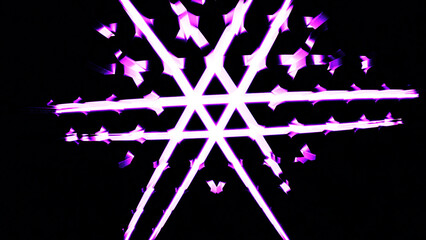 Poster - Pattern pulsates with 3d volume. Design. Lines in pattern move in pulsating waves. Pulsation and swelling of three-dimensional pattern on black background