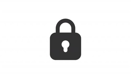 Poster - Animated lock line ui icon. Digital security and safety. Seamless loop HD video with alpha channel on transparent background. Outline isolated user interface element motion graphic animation