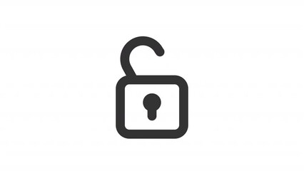 Poster - Animated open padlock line ui icon. Successful log in. Seamless loop HD video with alpha channel on transparent background. Outline isolated user interface element motion graphic animation