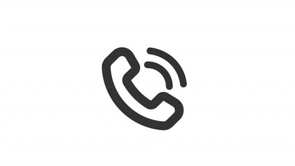 Canvas Print - Animated outgoing call line ui icon. Dialling phone. Seamless loop HD video with alpha channel on transparent background. Outline isolated user interface element motion graphic animation