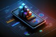 © SCHRÖDER - Illustration about market analysis 3D graphics on mobile phones. Made by AI.