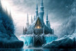 Magic Ice Castle with snow. Digital art. 3D illustration	
