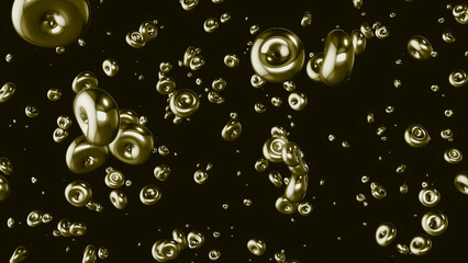 Poster - Moving 3d bubbles in liquid. Motion. Dense 3d balls move in liquid. 3D animation with moving round bubbles in liquid