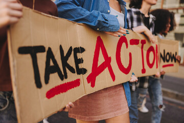 Wall Mural - Youth activists campaigning for climate justice in the city