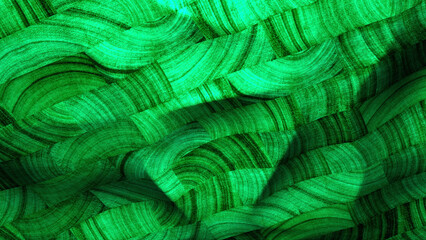 Poster - Brown and green background. Motion.Bright thick stripes with patterns that waver in different directions in cartoon animation.