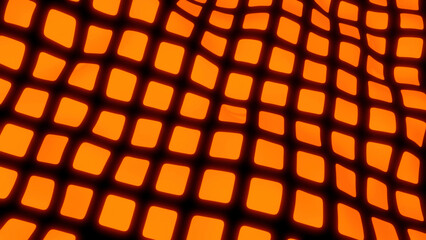 Poster - Abstract grid surface in wavy motion. Design. Squared pattern of golden and dark brown colors in slow rippling motion.