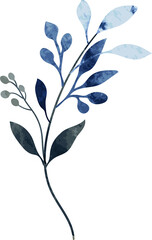 Fototapete - Watercolor leaf branch illustration
