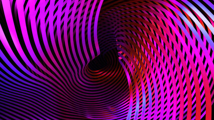 Poster - Abstract spiral shaped material of narrow stripes creating bending fabric. Design. Spinning colorful stripes.