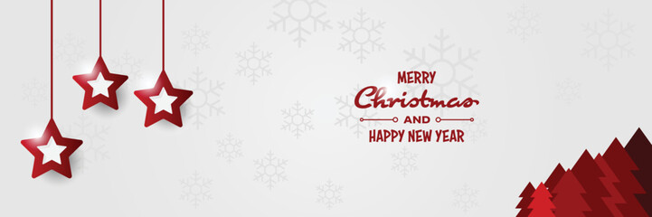 Wall Mural - Merry Christmas Red Stars Twitter Header