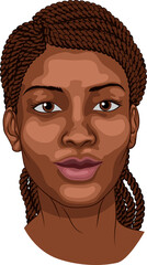 Wall Mural - Young Black Woman Face Portrait Illustration