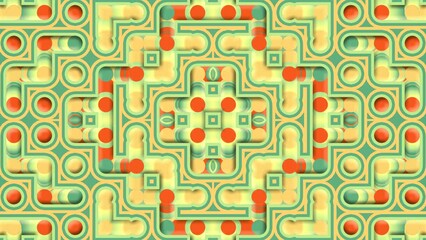 Aufkleber - Abstract symmetrical geometric composition with a moving gradient pattern. Futuristic background. 3d rendering digital animation. 4K, Ultra HD resolution