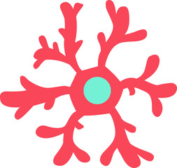 Poster - Red cell with nucleus and outgrowth semi flat color vector object. Cell biology. Chemical composition. Full sized item on white. Simple cartoon style illustration for web graphic design and animation