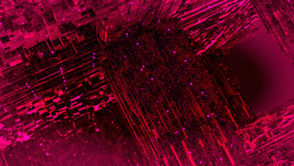 Poster - Flying into digital technologic tunnel with 3D big data objects. Motion. Technological and connection motion background, concept of artificial intelligence.
