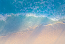 Aerial View Of Wave Crashing On The Beach In La Digue, Seychelles