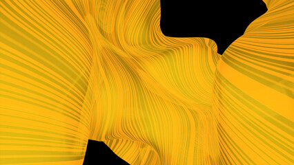 Poster - Abstract colorful fabric fluttering in the wind on a black background. Design. Thin piece of cloth swaying in the wind.