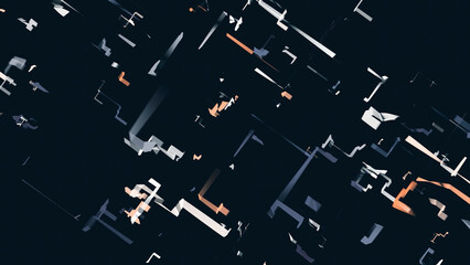 Poster - Moving lines in form of maze. Motion. Lines move according to scheme. Abstract diagram of moving lines and stripes