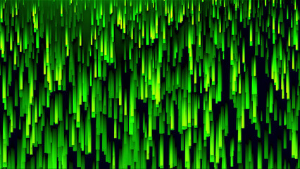 Poster - Background of stream of lines and strokes. Motion. Vertical lines move in stream on black background. Distortion in flow of vertically moving lines