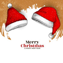 Merry Christmas Festival Celebartion Background With Santa Claus Cap Design