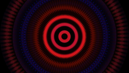 Poster - Neon rings pulsate to music. Design. Colorful glowing circles pulsate into musical beat. Stylish equalizer made of colorful neon rings