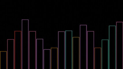 Poster - Contour lines of equalizer. Design. Colorful stripes move in musical beat on black background. Simple lines move in style of equalizer