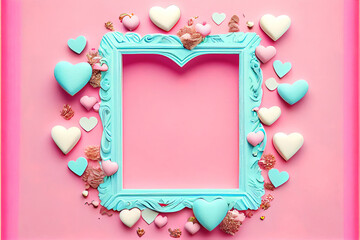 Wall Mural - valentine frame with hearts as valentine's day greeting card background