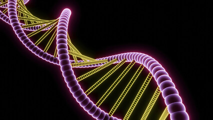 Poster - Beautiful moving spiral with DNA. Design. Rotating 3d spiral with glowing lines and dots. Neon DNA Card Spiral