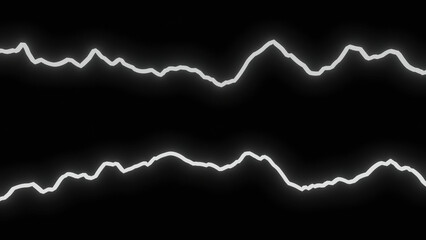 Poster - Glowing lines vibrate and move in waves on black background. Design. Moving voltage lines of electricity or musical rhythm. Ripples and waves on neon lines