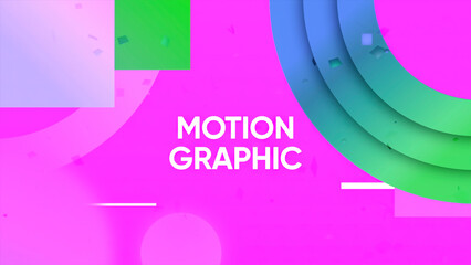 Poster - Animation with moving colorful figures for background. Motion. Stylish animation for motion graphics. Bright geometric shapes and lines in simple animation