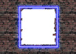 Brick wall overlay with color neon glowing light