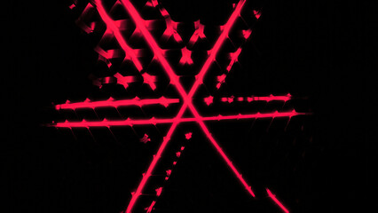 Poster - Pattern pulsates with 3d volume. Design. Lines in pattern move in pulsating waves. Pulsation and swelling of three-dimensional pattern on black background