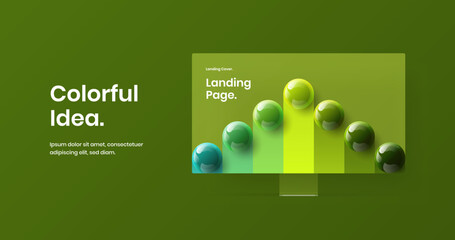 Unique website screen design vector layout. Vivid computer display mockup web project illustration.