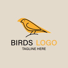 Birds Line Art Logo, Icon With Emblem And Symbol, Vector Illustration Design
