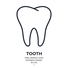 Wall Mural - Tooth editable stroke outline icon isolated on white background flat vector illustration. Pixel perfect. 64 x 64.