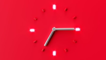 Red clock silver needle isolated on a red background