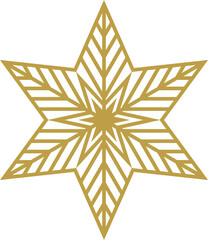 Wall Mural - gold nowflake icon silhouette for christmas, winter ornament isolated on transparent background, cli
