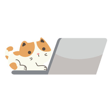 Cute cat on notebook cartoon