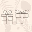 gifts sketch, continuous line drawing, vector