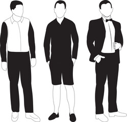 Poster - silhouette black and white men design vector isolated