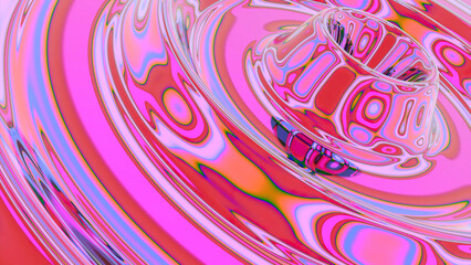 Poster - Psychedelic colors in liquid with wave drops. Design. Psychedelic 3d animation with colorful liquid and waves. Circular waves from droplets on surface of bright liquid