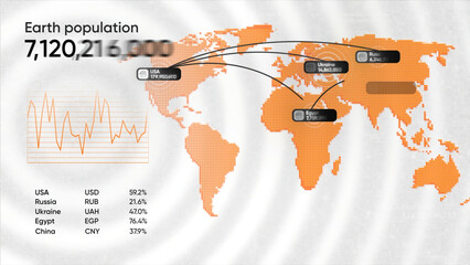 Aufkleber - Overpopulation schedule. Motion.The birth rate on our planet is shown in an abstraction diagram that is rapidly increasing.
