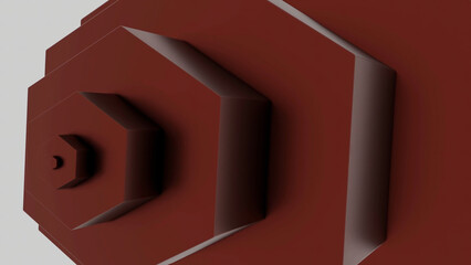 Poster - Background with geometric pyramid moving in waves. Design. Geometric pentagons move in 3d on white background. 3D pyramid of geometric shapes spreads in waves