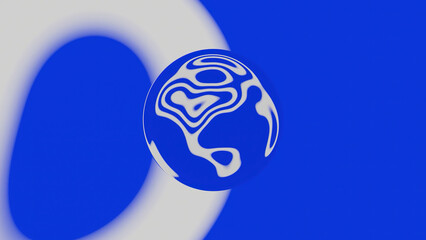 Poster - Ball with liquid pattern on background of moving lines. Design. 3d mirror ball with moving pattern lines. Reflection of liquid lines in 3D ball