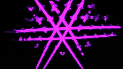 Poster - Pattern pulsates with 3d volume. Design. Lines in pattern move in pulsating waves. Pulsation and swelling of three-dimensional pattern on black background