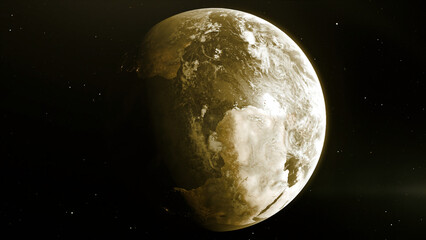 Poster - Beautiful animation with a view of the moon. Motion . A bright rotating moon giving off different light shades.