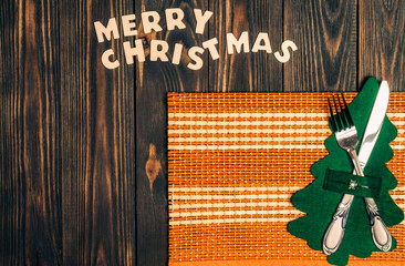 Wall Mural - Christmas wooden background with fir branches and a place to copy.