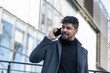 © Panorama - Business man outdoor portrait Using phone and laptop outdoors