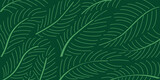 Fototapeta Sypialnia - Tropical leaves wallpaper, luxury nature leaves, line design, hand drawn outline design.