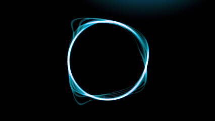 Aufkleber - Black background. Motion.A huge white circle in animation that draws bright white patterns in 3D format.
