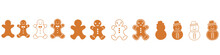 Christmas Gingerbread Icon Vector Set. Christmas Illustration Sign Collection. Cake Symbol. Food Logo.