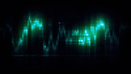 Aufkleber - Black background. Motion. Bright white and green lines in the animation made like a diagram sway in different directions.